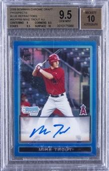 2009 Bowman Chrome Draft Prospects #BDPP89 Mike Trout (Blue Refractor) Signed Rookie Card (#083/150) – BGS GEM MINT 9.5/BGS 10